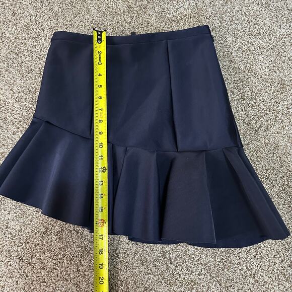 MAJE Women's Gourmand Neoprene Ruffled Mini Skirt Size 38/ US M In Navy - Picture 6 of 9
